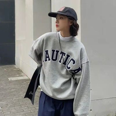 Harajuku BF thickened velvet pullover round neck sweatshirt for female students salt loose top autumn and winter coat lazy style