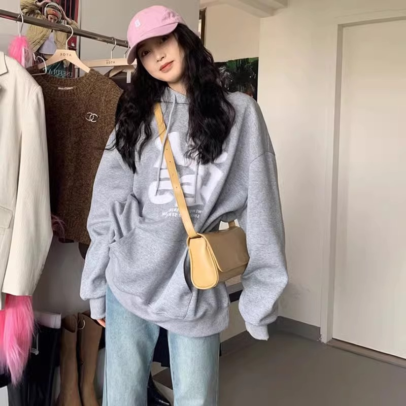 防棉華棉複合牛奶絲300克/銀狐絨400克連帽衛衣女
