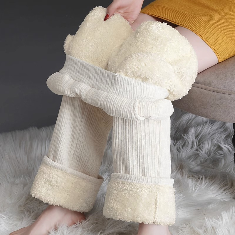 1458# Chenille wide-leg pants for women winter plus size women's sherpa straight casual velvet pants