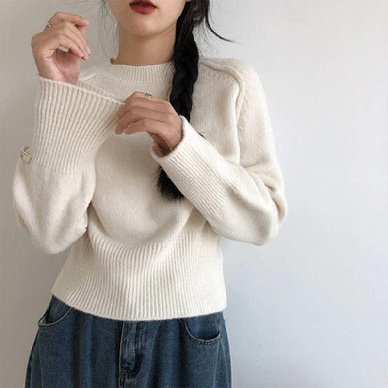 Women's sweater 2023 new autumn and winter thickened high-waisted short fashion high-quality top for lazy outer wear
