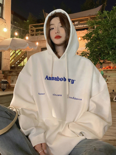 Official picture autumn and winter hooded velvet thickened sweatshirt for women  new pullover Korean style oversize jacket