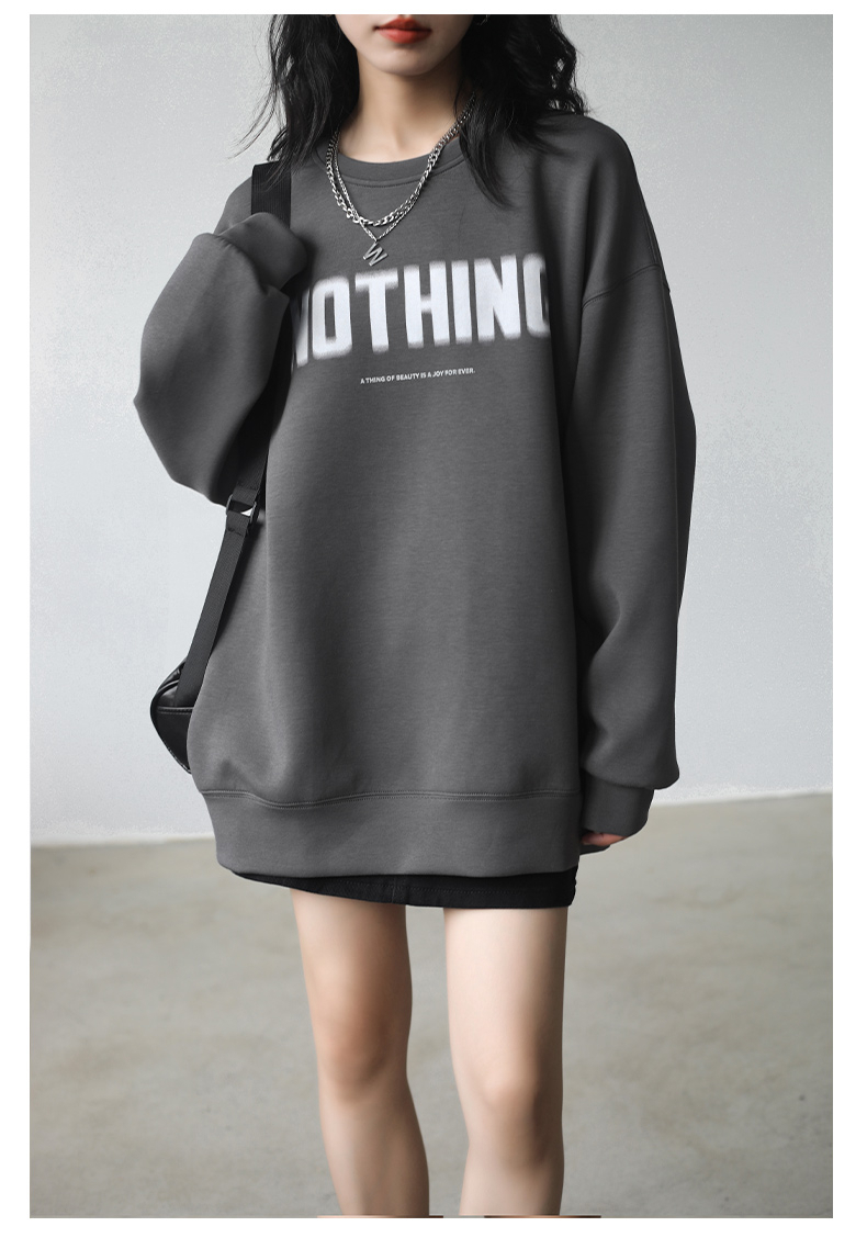 Harajuku BF thickened velvet pullover round neck sweatshirt for female students salt loose top autumn and winter coat lazy style