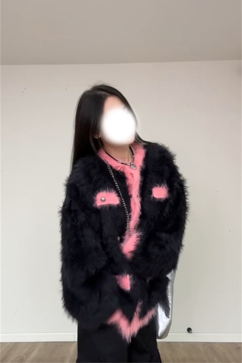 美式復古小香風毛衣外套女秋冬寬鬆休閒百搭毛茸茸開衫針織上衣潮