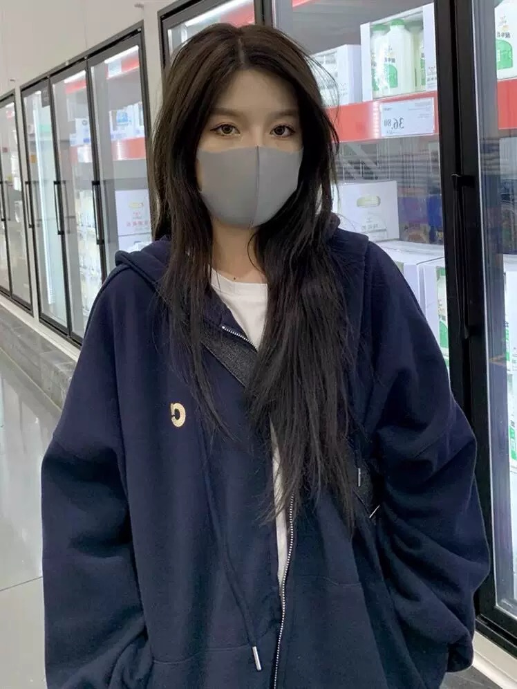 毛巾繡花秋裝新款韓版衛衣女寬鬆百搭灰色