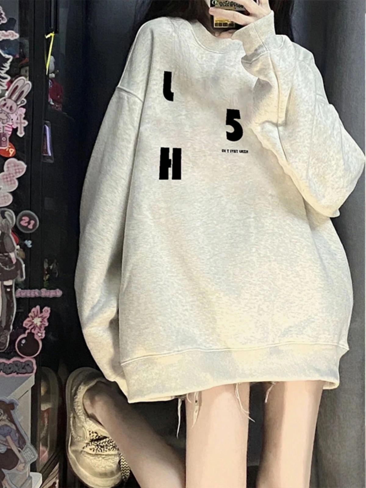 官圖 華棉複合薄款310克/加絨410克 秋冬裝衛衣女印花寬鬆大碼