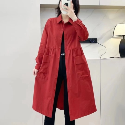 Early autumn new mid-length solid color shirt sun protection windbreaker women's spring and autumn Korean style fashionable and versatile tops and jackets