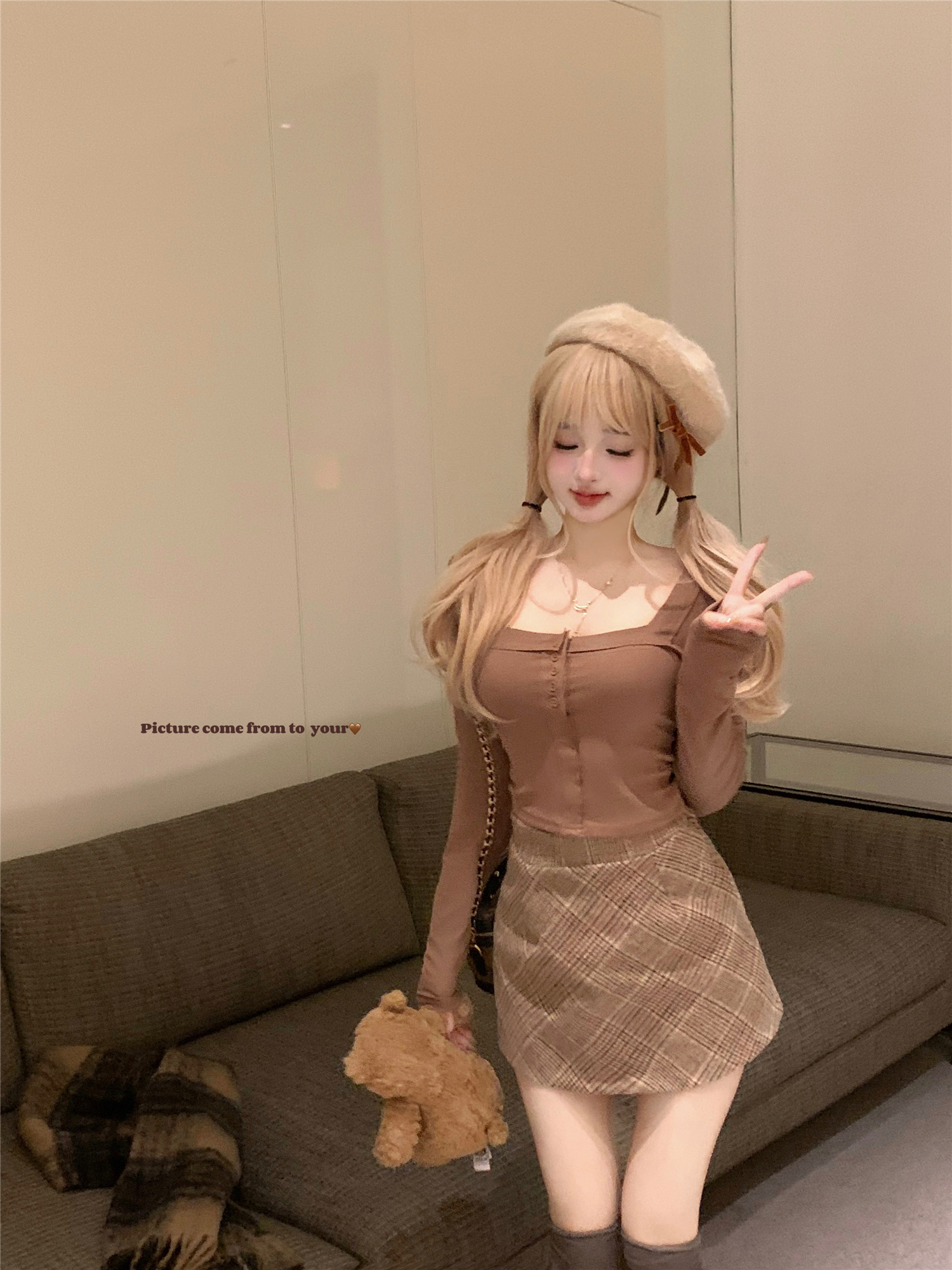 Real shot~Pure Desire Square Neck Short Long Sleeve T-shirt for Women in Autumn and Winter to Look Slim and Hot Girl with Tight Bottoming Shirt Top