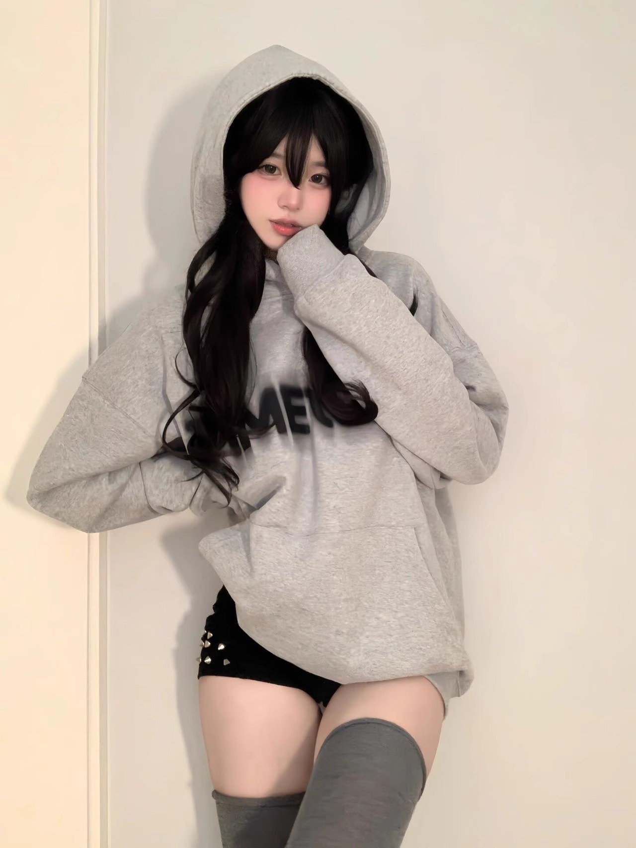 防棉華棉複合牛奶絲300克/銀狐絨400克連帽衛衣女