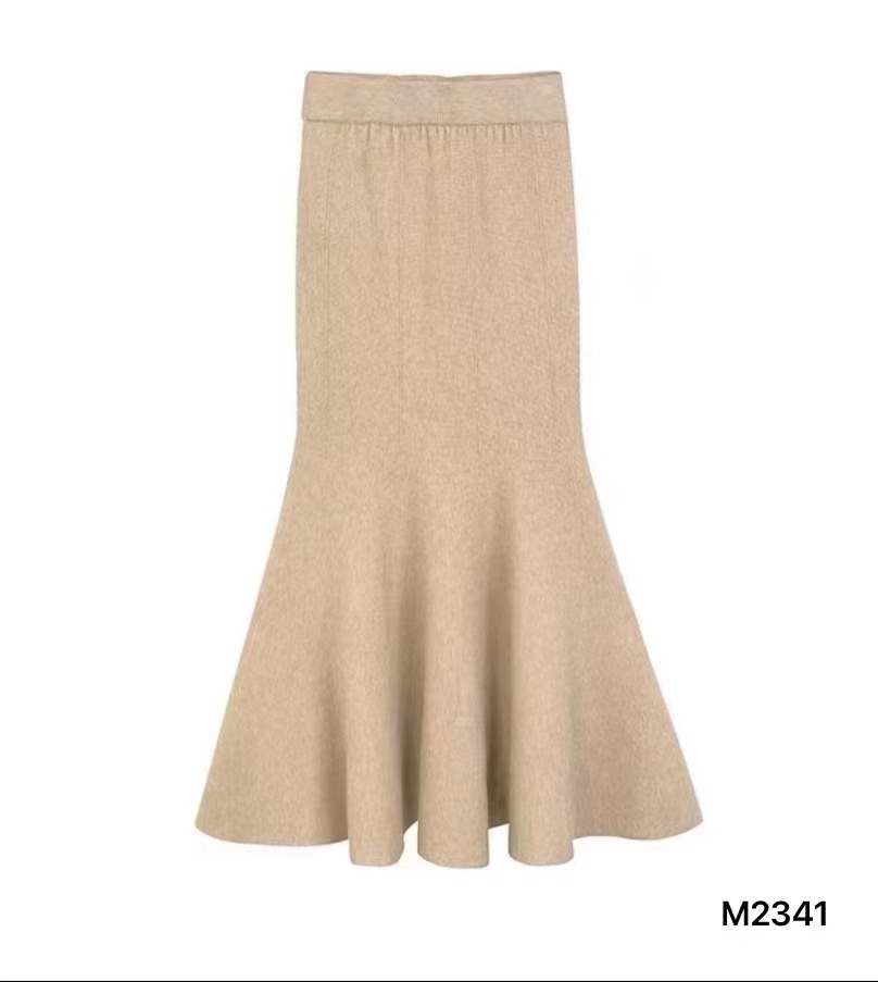 2023 new autumn and winter French style high-waist slimming butt-hugging mid-length fishtail skirt