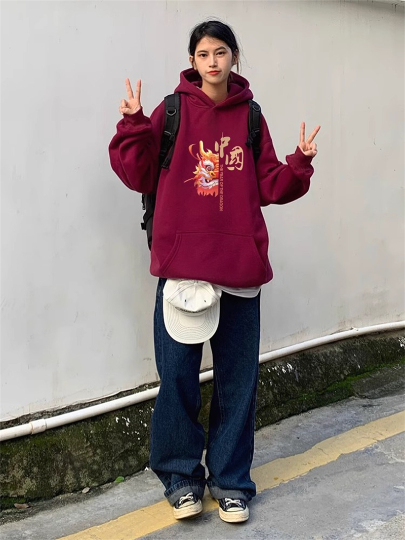 防棉華棉複合牛奶絲300克/銀狐絨400克連帽衛衣女
