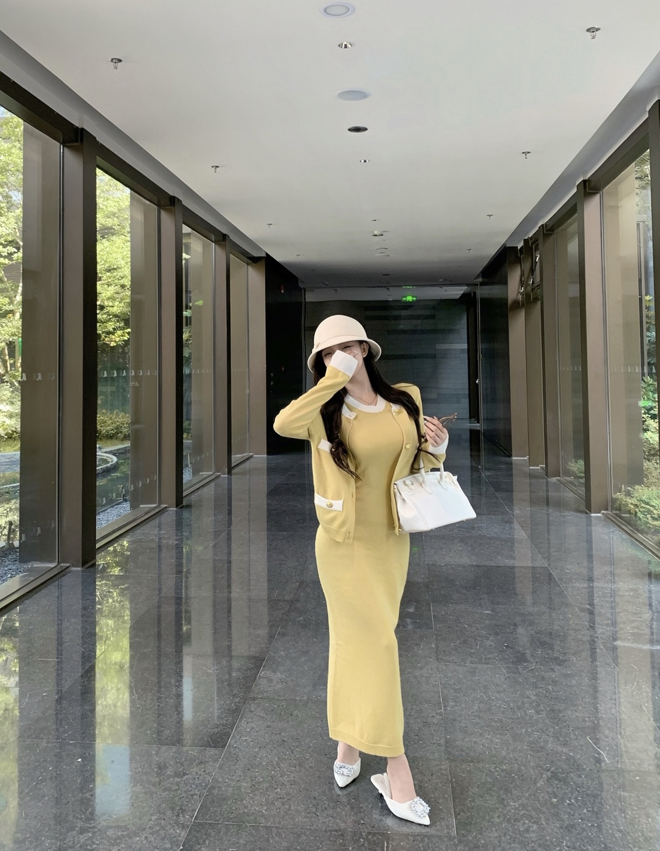 實拍miu系貴貴千金感羊毛針織開衫顯瘦連衣裙套裝女