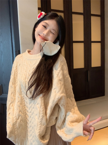 Actual shot ~ Soft and waxy knitted pullover top Korean style loose sweater jacket for women autumn and winter knitted skirt suit