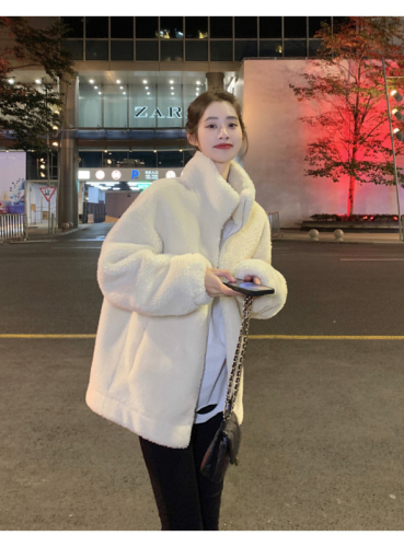 Thickened lamb wool cotton coat for women autumn and winter  new Korean style high-end and super good-looking polar fleece cotton coat