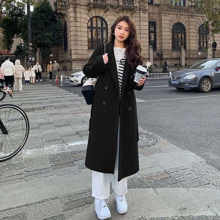 Winter woolen coat new style women's windbreaker mid-length coat high-end woolen top