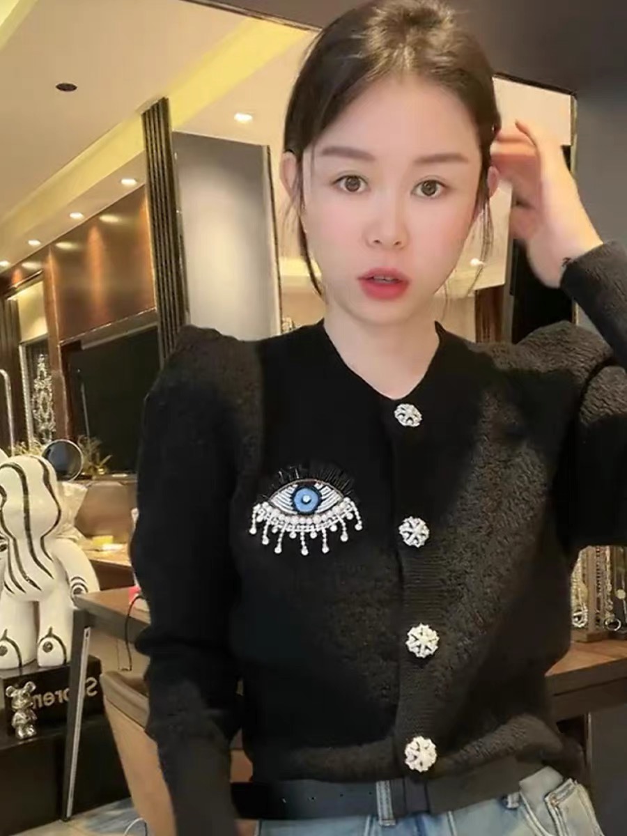 法式小香風重工鑲鑽針織開衫女秋冬新款高級感獨特氣質名媛外套潮