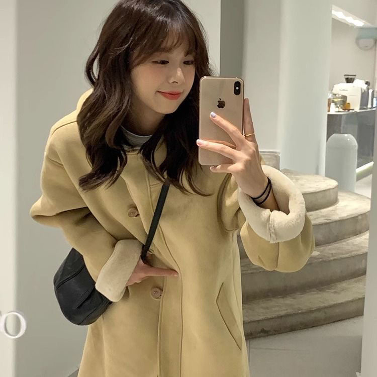 2023 winter new style loose velvet thickened long lamb wool coat coat for women trendy