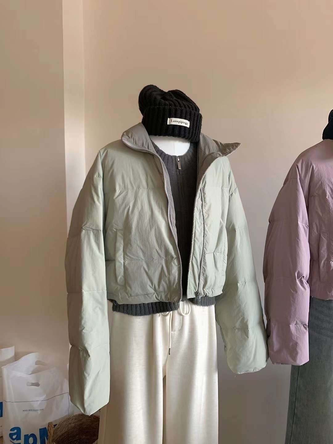 Real shot~Basic stand-up collar down jacket 2023 winter slim zipper top versatile warm thickened short jacket