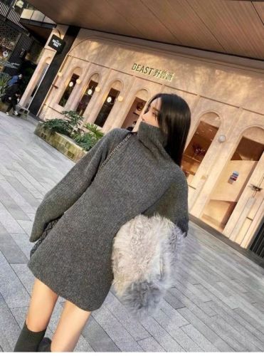 Turtleneck Sweater Women's Winter  New Style Knitted Bottoming Shirt Mid-Length Loose Lazy Thickened Inner