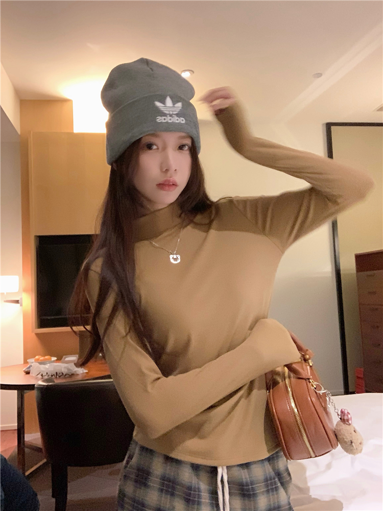 實拍~山羊絨絨德絨自發熱半高領打底衫女冬內搭上衣