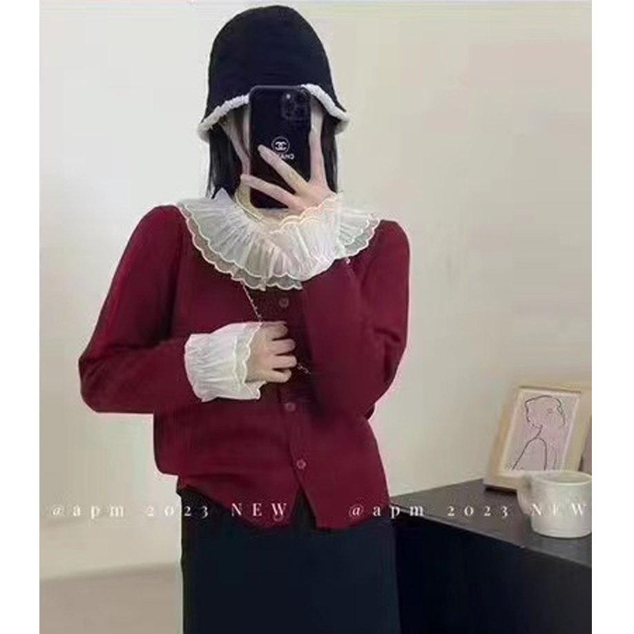 South Korea's Dongdaemun 2023 new autumn and winter Korean style slim-fit ruffled sweater for ladies, slim and versatile sweater