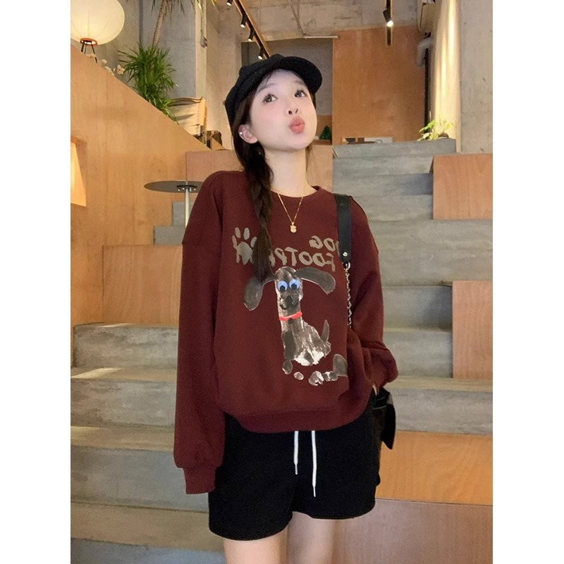 防棉華棉複合牛奶絲300克/銀狐絨400克圓領衛衣女