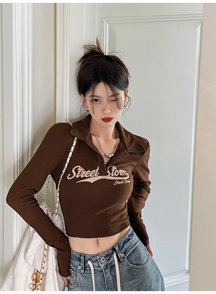 Official photo 92 polyester fiber 8 spandex retro American tight hottie T-shirt women's autumn long-sleeved inner wear