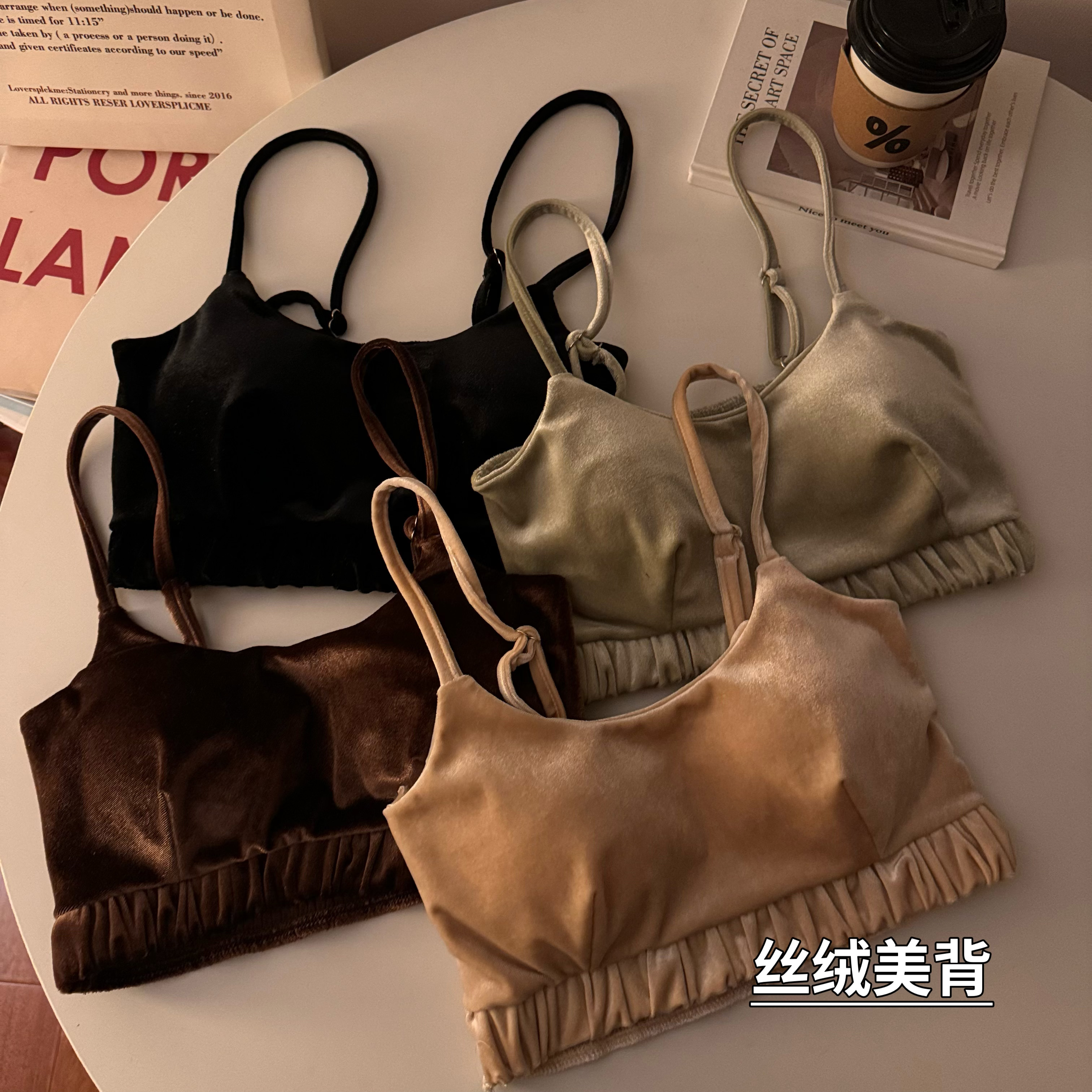 實拍~金絲絨性感奶油風彈力吊帶外穿疊搭小背心顯胸大抹胸