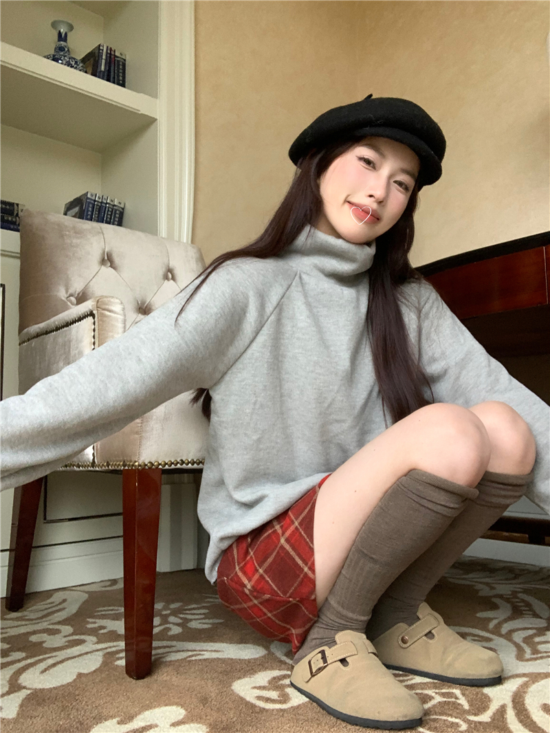 實拍 新款 韓系學院風寬鬆高領百搭磨毛衛衣