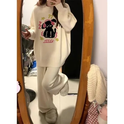 Breast fufu soft and waxy lazy style sweater for women autumn and winter 2023 new high-end fashion brand American retro niche top