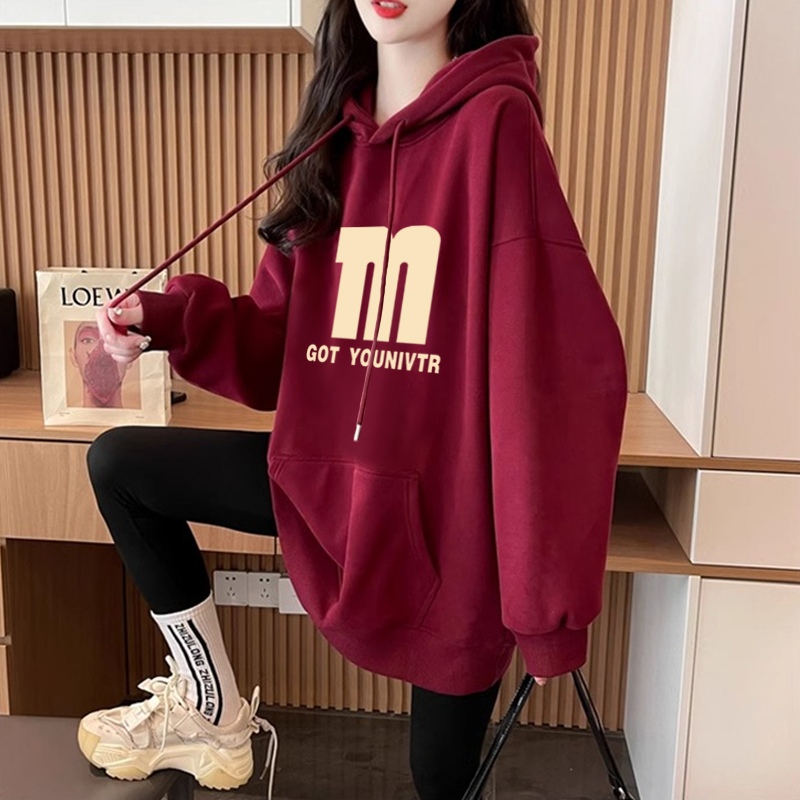 華棉薄款320克/加絨420克 時尚超火雙層帽特大300斤連帽衛衣女潮