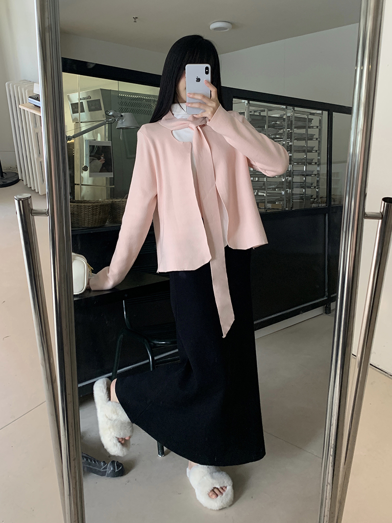 實拍 三標齊 設計感粉糯長袖小香風毛衣磨毛高領打底衫半身裙套裝