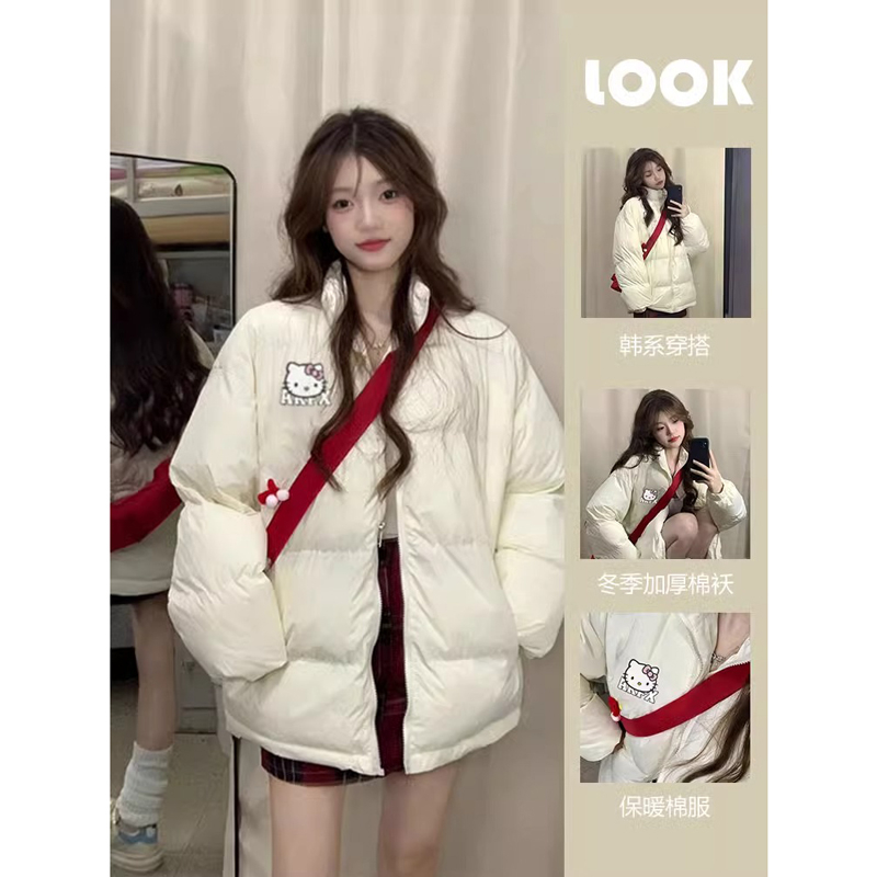 American thickened cotton jacket for women in winter 2023 new super thick black *** couple national trendy brand high street vibe cotton jacket