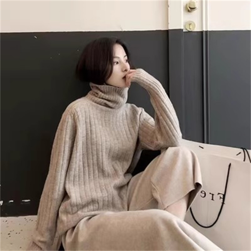 Turtleneck Sweater Women's Winter  New Style Knitted Bottoming Shirt Mid-Length Loose Lazy Thickened Inner