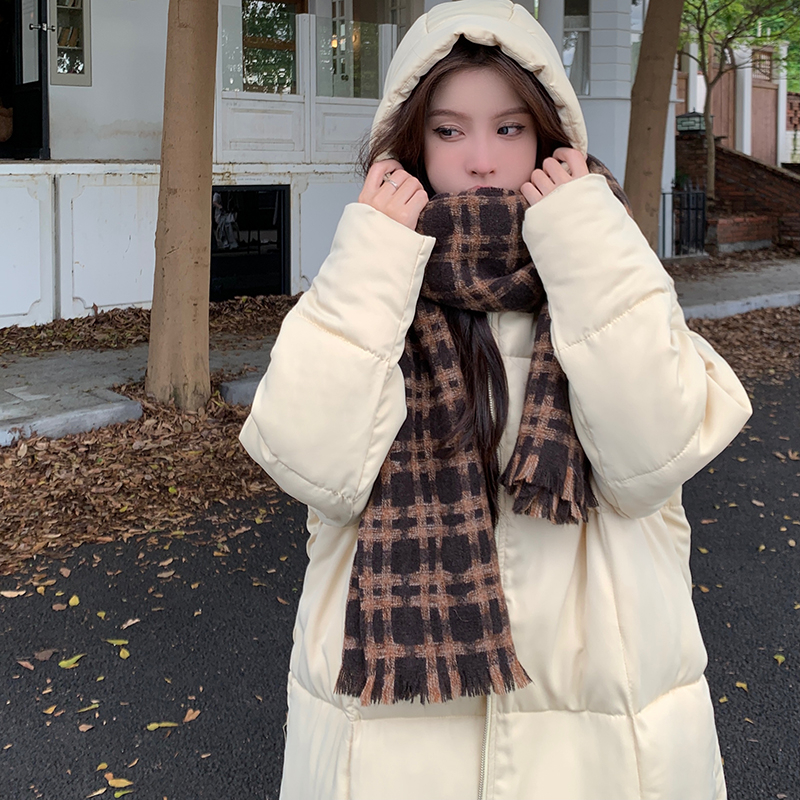 Women's winter new mid-length high-end hooded thickened Korean style loose jacket