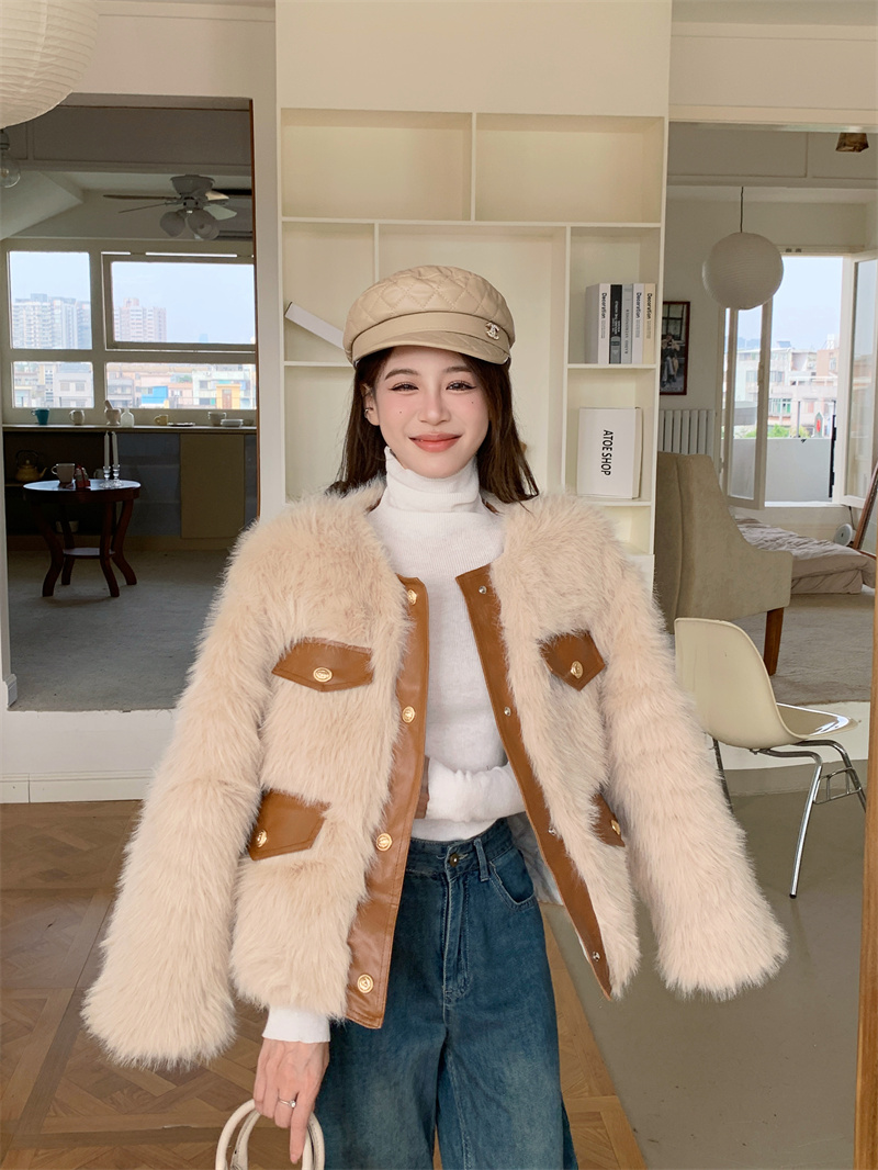 Actual shot of Xiaoxiangfeng eco-friendly fur coat with fur integrated high-end and elegant loose cardigan fur top