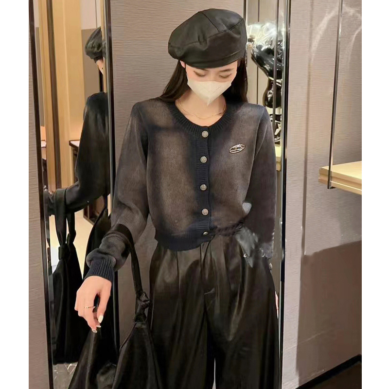 暈染毛衣開衫女潮牌秋冬季扎染毛衫外套漸變色針織短款上衣