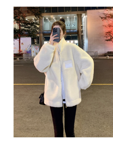 Thickened lamb wool cotton coat for women autumn and winter  new Korean style high-end and super good-looking polar fleece cotton coat