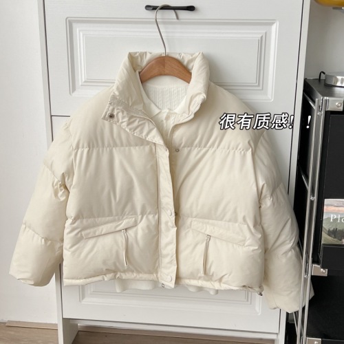 College style petite down jacket for women with stand collar and warm ins winter classic cotton jacket