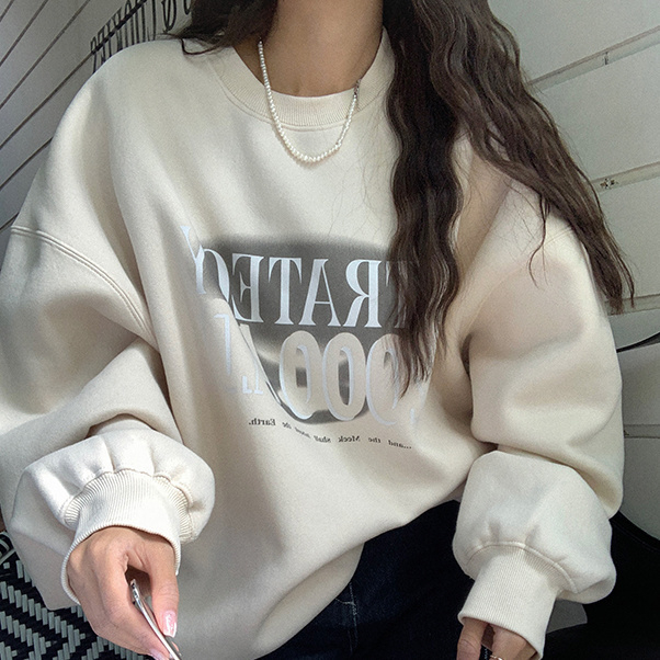 Harajuku BF thickened velvet pullover round neck sweatshirt for female students salt loose top autumn and winter coat lazy style