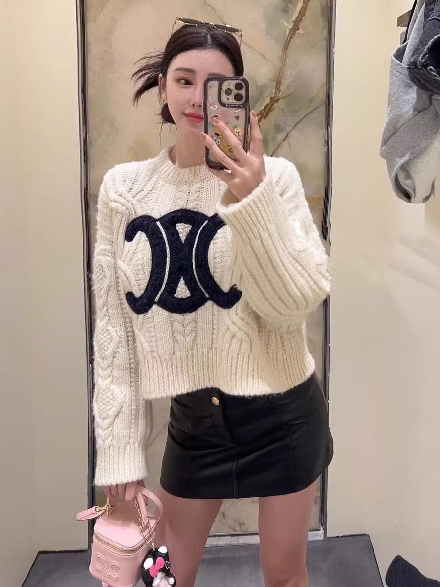 凱旋門植絨軟糯麻花毛衣女秋冬小個子寬鬆慵懶風設計感針織衫上衣