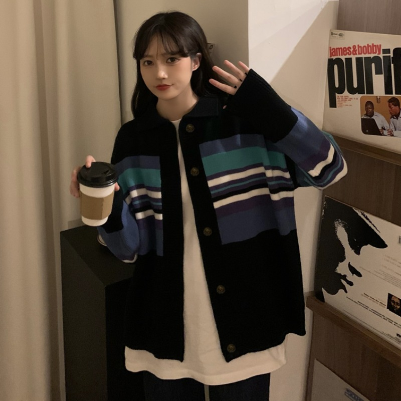 法式小眾毛衣女復古日系慵懶風秋冬韓版寬鬆上衣外穿針織開衫外套
