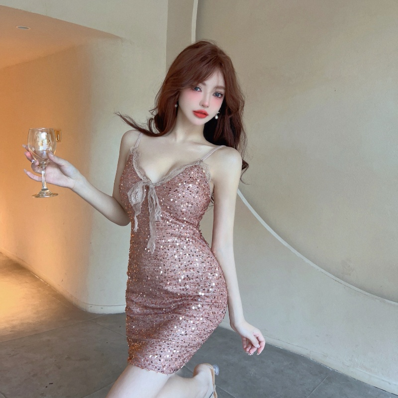 實拍 2023新款性感夜店修身顯瘦深V吊帶連衣裙