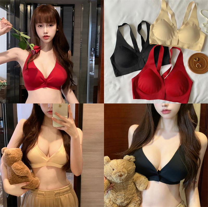 Real shots of back-beautiful underwear for big breasts, push-up vest, seamless front button bra