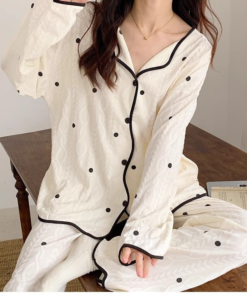 春秋季睡衣女開衫長袖可愛甜美ins韓版新款女生家居服小香風套裝