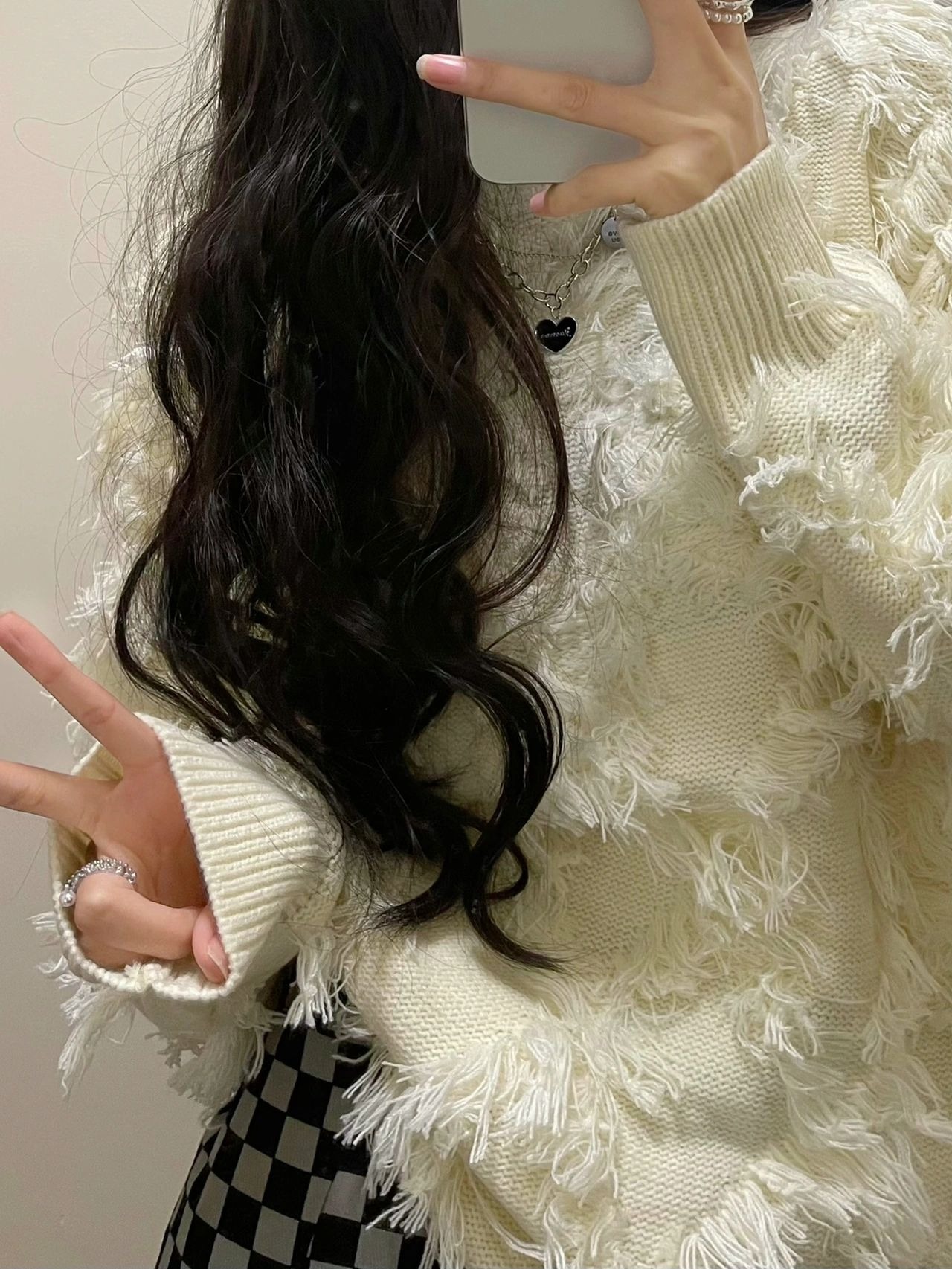 高級感毛茸茸馬海毛圓領毛衣女秋冬設計感小眾寬鬆軟糯慵懶針織衫
