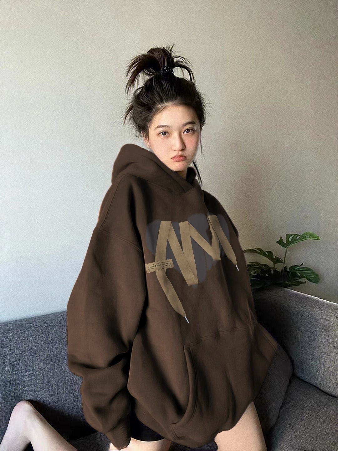 Plush 420g polyester fiber 67% cotton 30% other 3% hooded sweatshirt Maillard lazy style