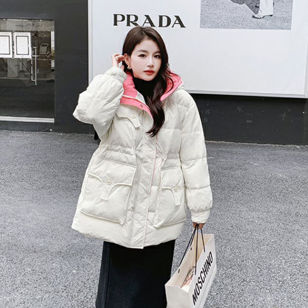 質檢官圖棉服女中長款2023年新款韓系高級感炸街冬季外套上衣