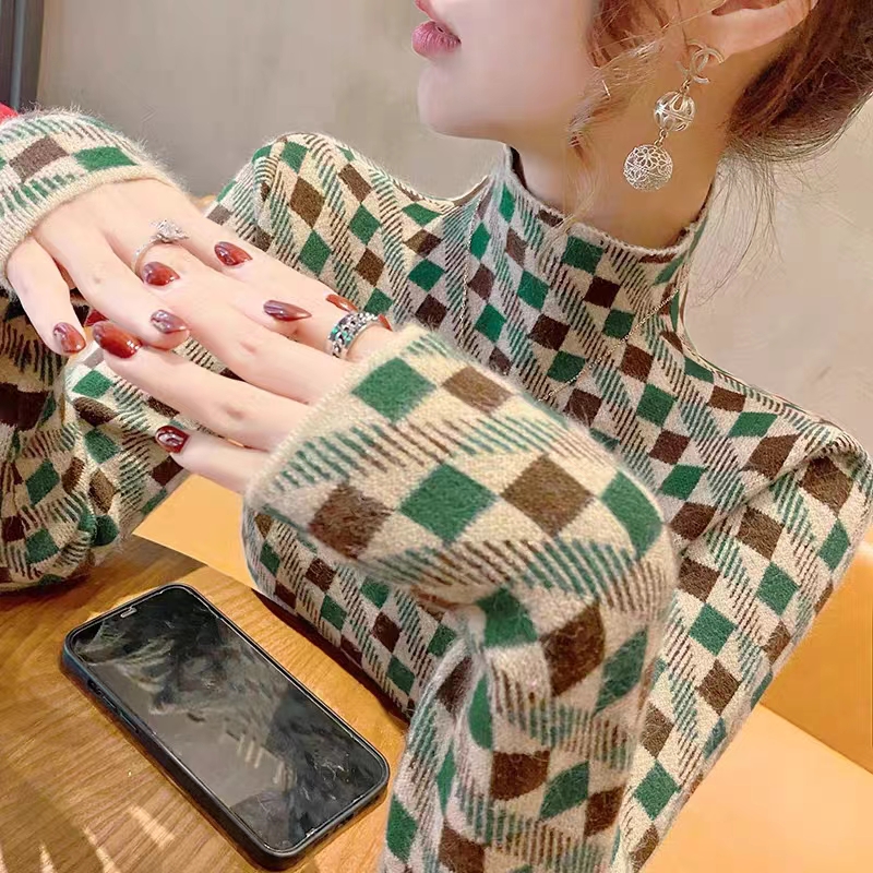 半高領打底衫女秋冬洋氣2023年新款修身顯瘦毛衣內搭女士上衣
