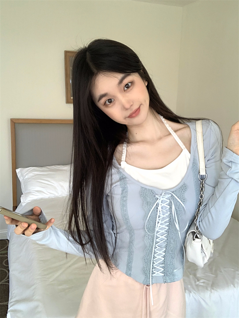 Actual shot of Pure Desire halterneck design fake two-piece top