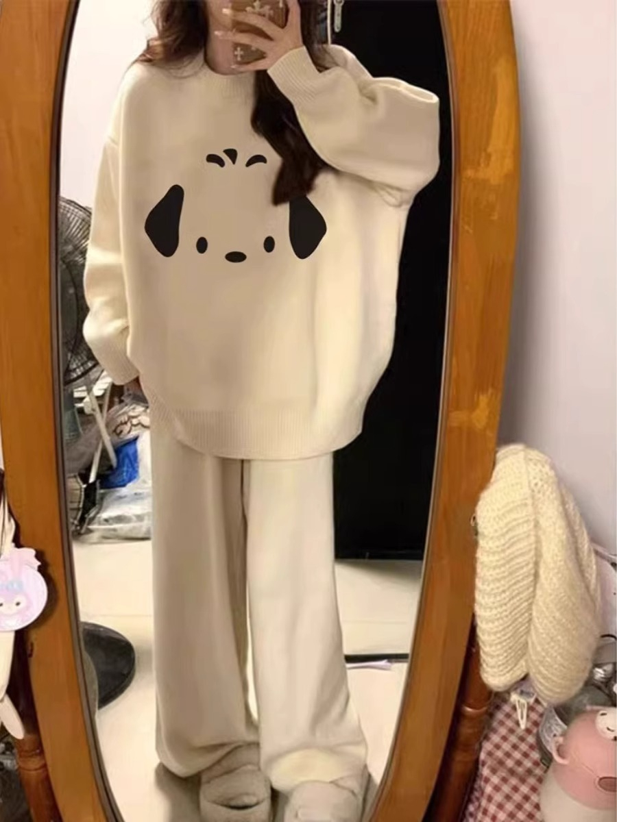 毛衣女秋冬2023新款軟糯小個子圓領寬鬆慵懶風針織設計感小眾上衣